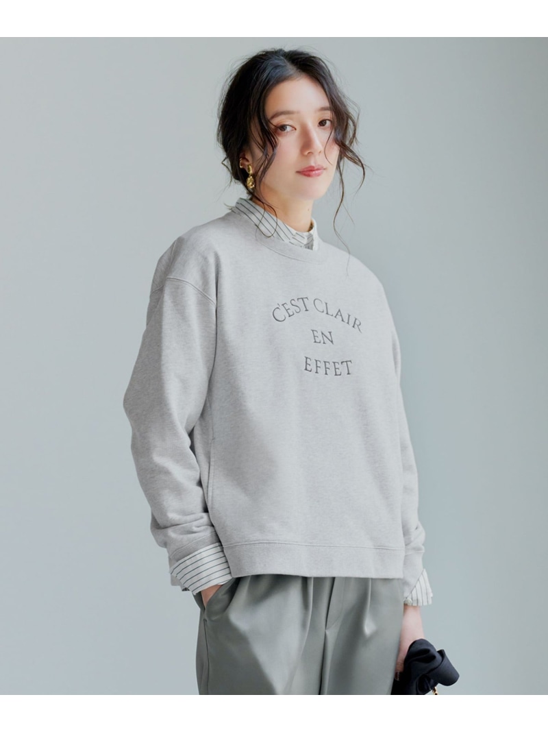 【SALE／40%OFF】【洗える】コットンテリー ロゴ スウェット 23区 L ニジュウサンク トップス カットソー・Tシャツ グレー ホワイト【RBA_E】【送料無料】[ Fashion]｜23区 店
