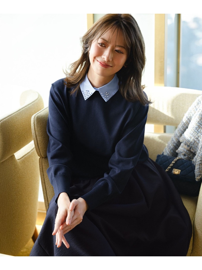 【SALE／20%OFF】【WEB&一部店舗限定】ビジューデザイン 2WAY ニット 23区 ニジュウサンク トップス ニット ネイビー ブラック【RBA_E】【送料無料】[ Fashion]