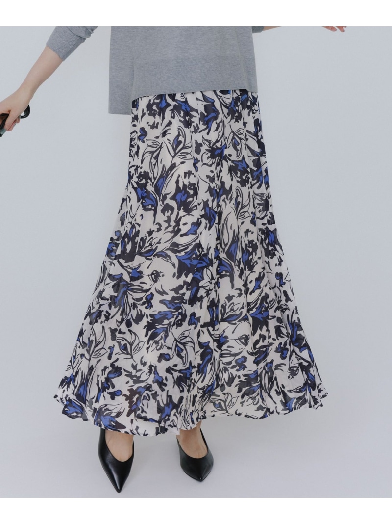 【SALE／40%OFF】【洗える】ニュアンスフラワープリント フレア スカート 23区 S ニジュウサンク スカート ロング・マキシスカート ネイビー【RBA_E】【送料無料】[ Fashion]｜23区 店 10,930円