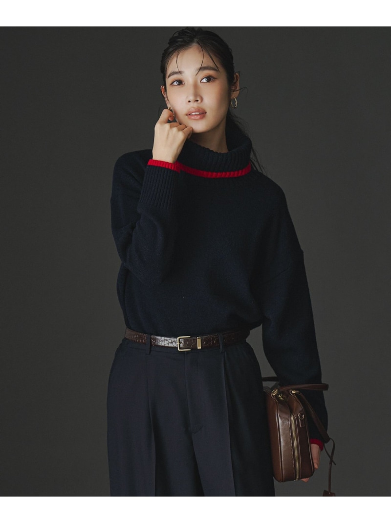 【SALE／20%OFF】【FUDGE掲載/洗える】ウールカシミヤ コンビカラー オフタートル ニット 23区 S ニジュウサンク トップス ニット ネイビー ベージュ【RBA_E】【送料無料】[ Fashion]