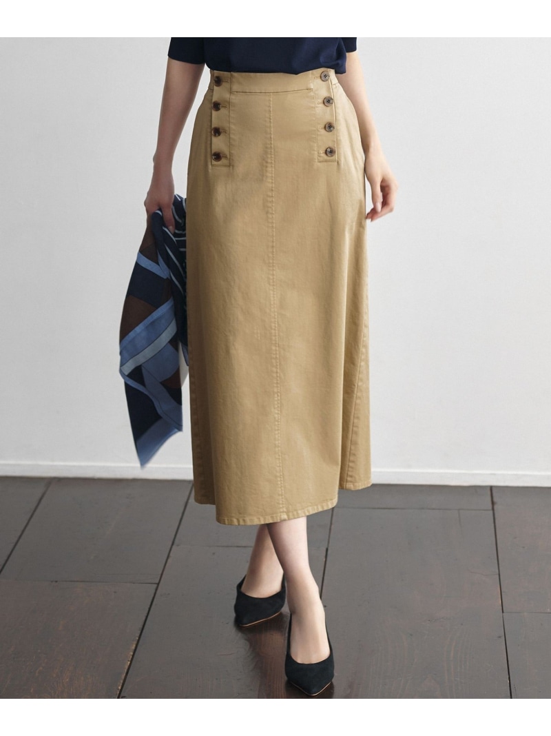 ストレッチギャバ チノ マリン風スカート 23区 ニジュウサンク スカート ロング・マキシスカート カーキグリーン ベージュ【送料無料】[ Fashion]｜23区 店
