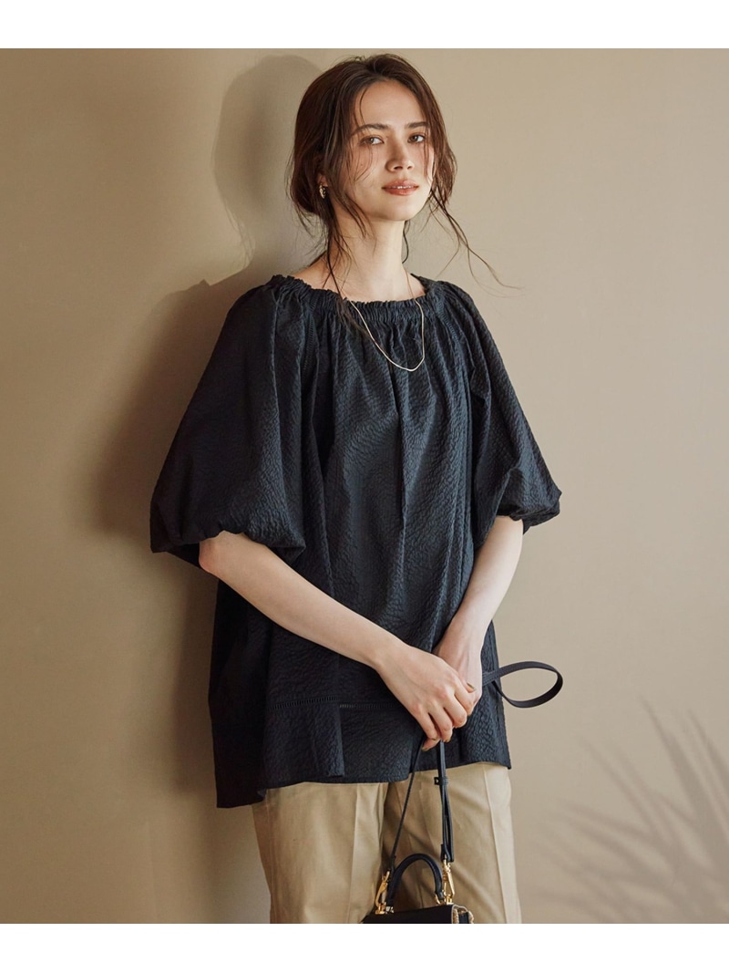 【SALE／20%OFF】【SLOW/一部店舗限定】コットンローンウェーブ ブラウス 23区 S ニジュウサンク トップス シャツ・ブラウス ホワイト ブラウン ブラック【RBA_E】【送料無料】[ Fashion]
