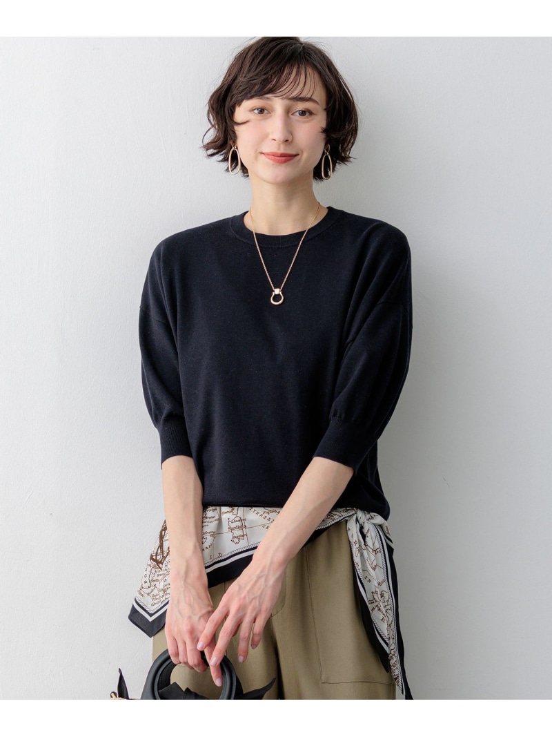 【見上愛さん着付ける】キュプラコットン ティーシャツ 編み物 23区 ニジュウサンク トップス 編み物 白いこと 米国海軍 赤銅色【貨物輸送無料】[ Fashion] ニット・セーター-トップス