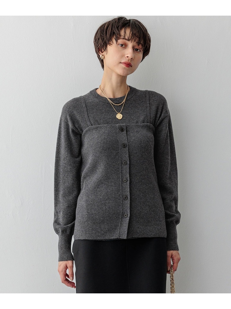 【SALE／50%OFF】【洗える】レイヤードビスチェ ニット 23区 ニジュウサンク トップス ニット ブラック グレー【RBA_E】【送料無料】[ Fashion]｜23区 店