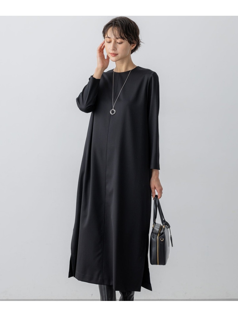 【SALE／40%OFF】【洗える】メリノウールサテン ワンピース 23区 L ニジュウサンク ワンピース・ドレス ワンピース ブラック グリーン【RBA_E】【送料無料】[ Fashion]｜23区 店