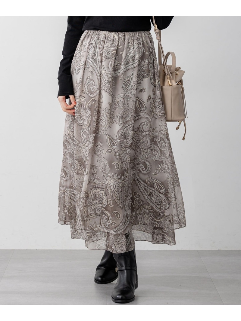 【SALE／40%OFF】【洗える】Erica クレープペイズリープリント スカート 23区 ニジュウサンク スカート ロング・マキシスカート ピンク【RBA_E】【送料無料】[ Fashion]