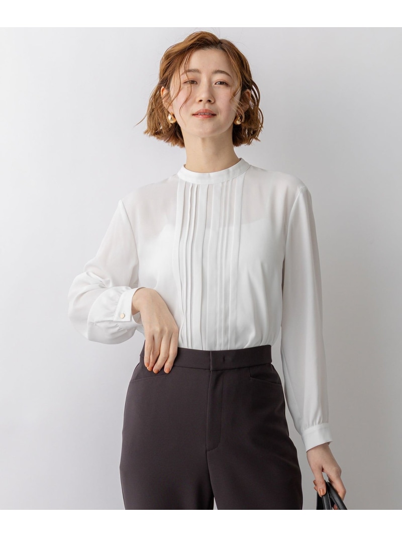 バックサテンアムンゼン フロントタックブラウス 23区 S ニジュウサンク トップス シャツ・ブラウス ホワイト ベージュ【送料無料】[ Fashion]