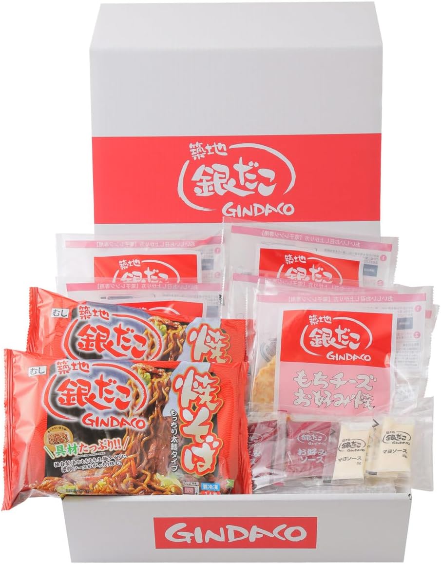 冷凍 築地銀だこ もちチーズお好み焼・焼そばギフトセット (もちチーズお好み焼×6 焼きそば×2 )