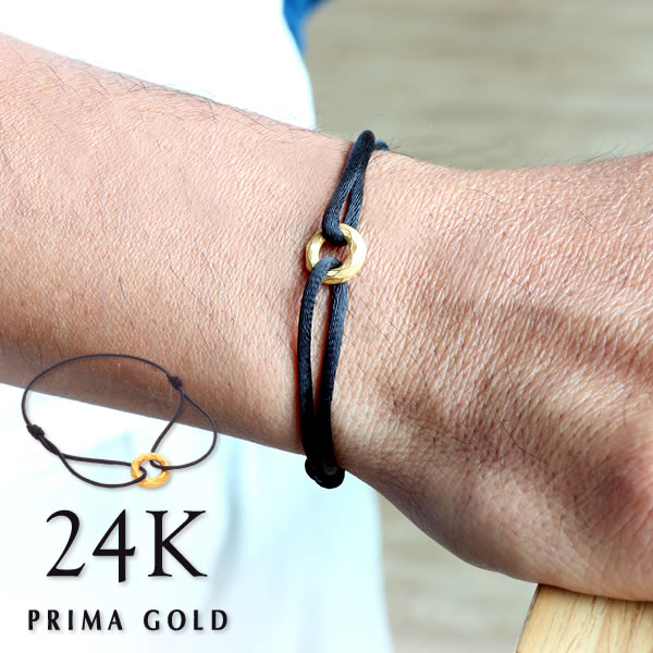 純金 メンズ コードブレスレット ダイヤカット Blackコード 男性 ゴールド 誕生日 記念日 K24 24金 ジュエリー アクセサリー ブランド PRIMAGOLD プリマゴールド 送料無料（即日お届け）