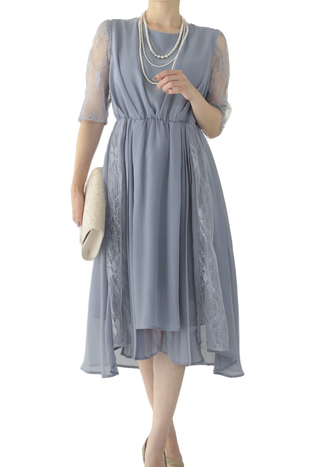 [アウニイ] 結婚式 ドレス お呼ばれ フォーマル ワンピース レディース フィッシュテール シフォンドレス 319104