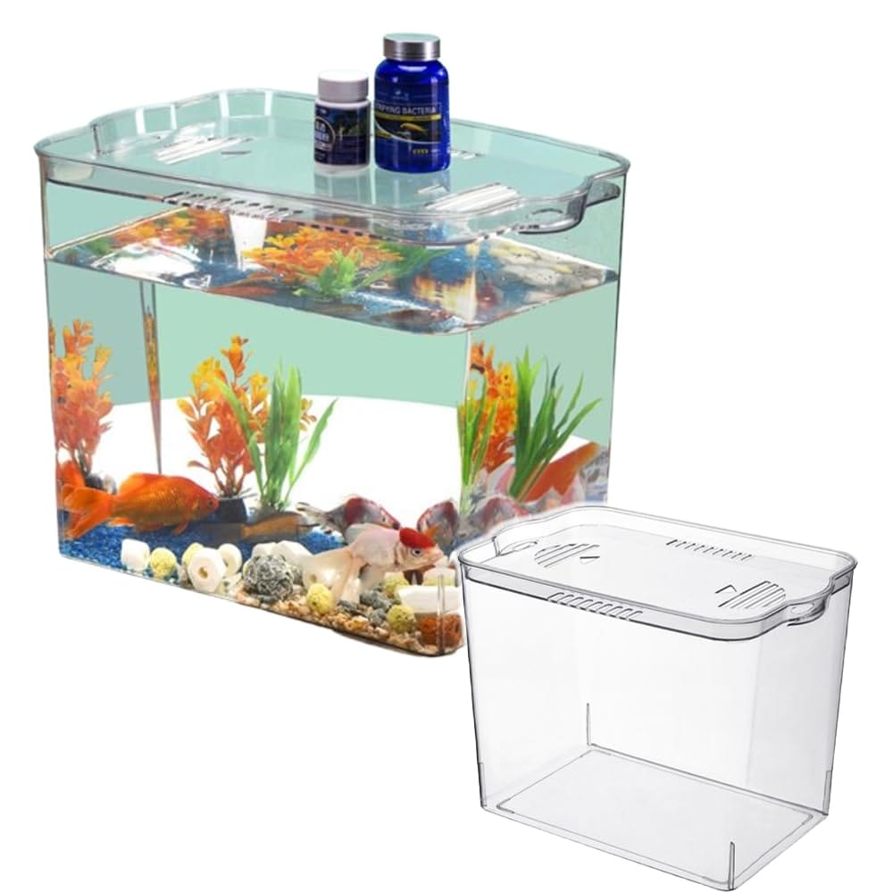 Asdays 水槽 プラスチック 金魚の水槽 金魚鉢 亀 小型 テトラ ベタ アクリル 飼育の部屋 蓋付き