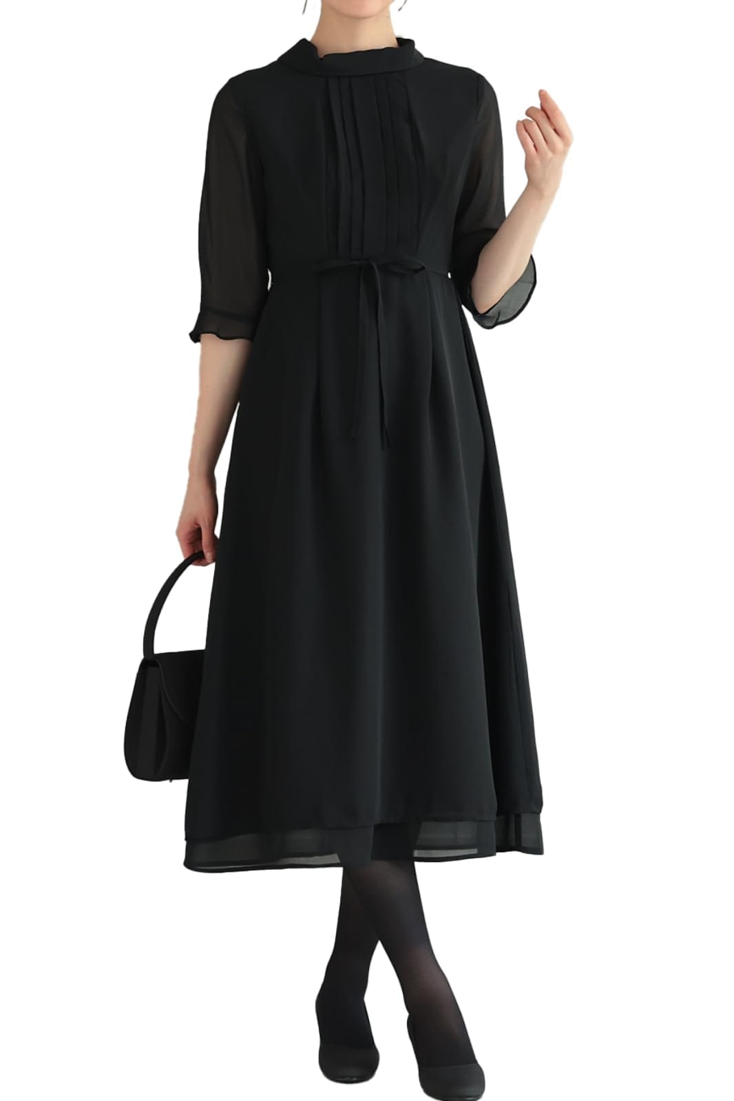 [MORE AUNI] ブラックフォーマル レディース ワンピース ドレス 五分袖 喪服 スカート 礼服 322188 10,845円