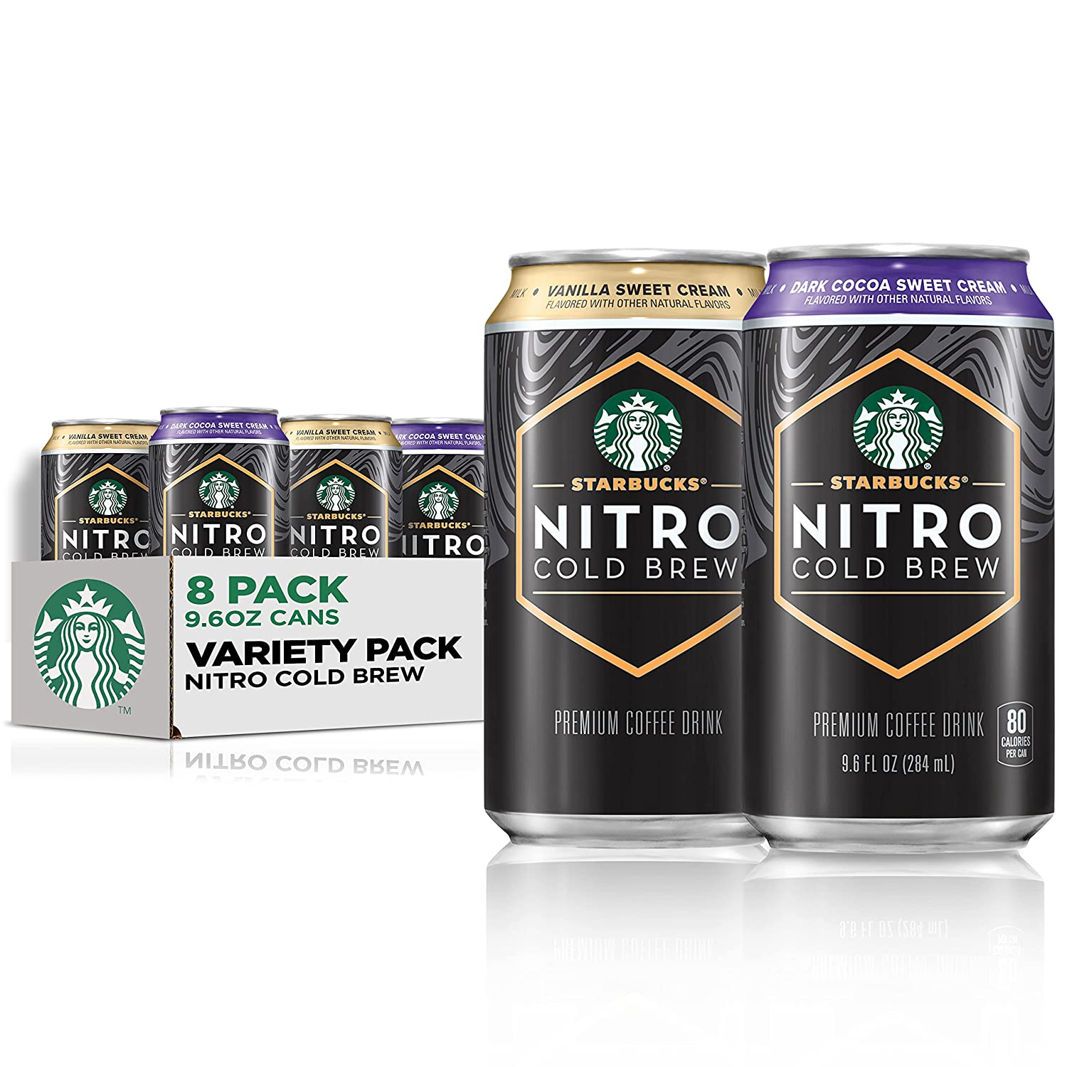 スターバックス 社 バニラスイートクリーム コーヒー カフェイン入り284mlが4本 ダークコーラースイートクリーム　カフェイン入り284mlが4本Starbucks Nitro Cold Brew, 2 Flavor Sweet Cream Variety Pack, 9.6 fl oz Cans (8 Pack)｜Hinako 9,296円