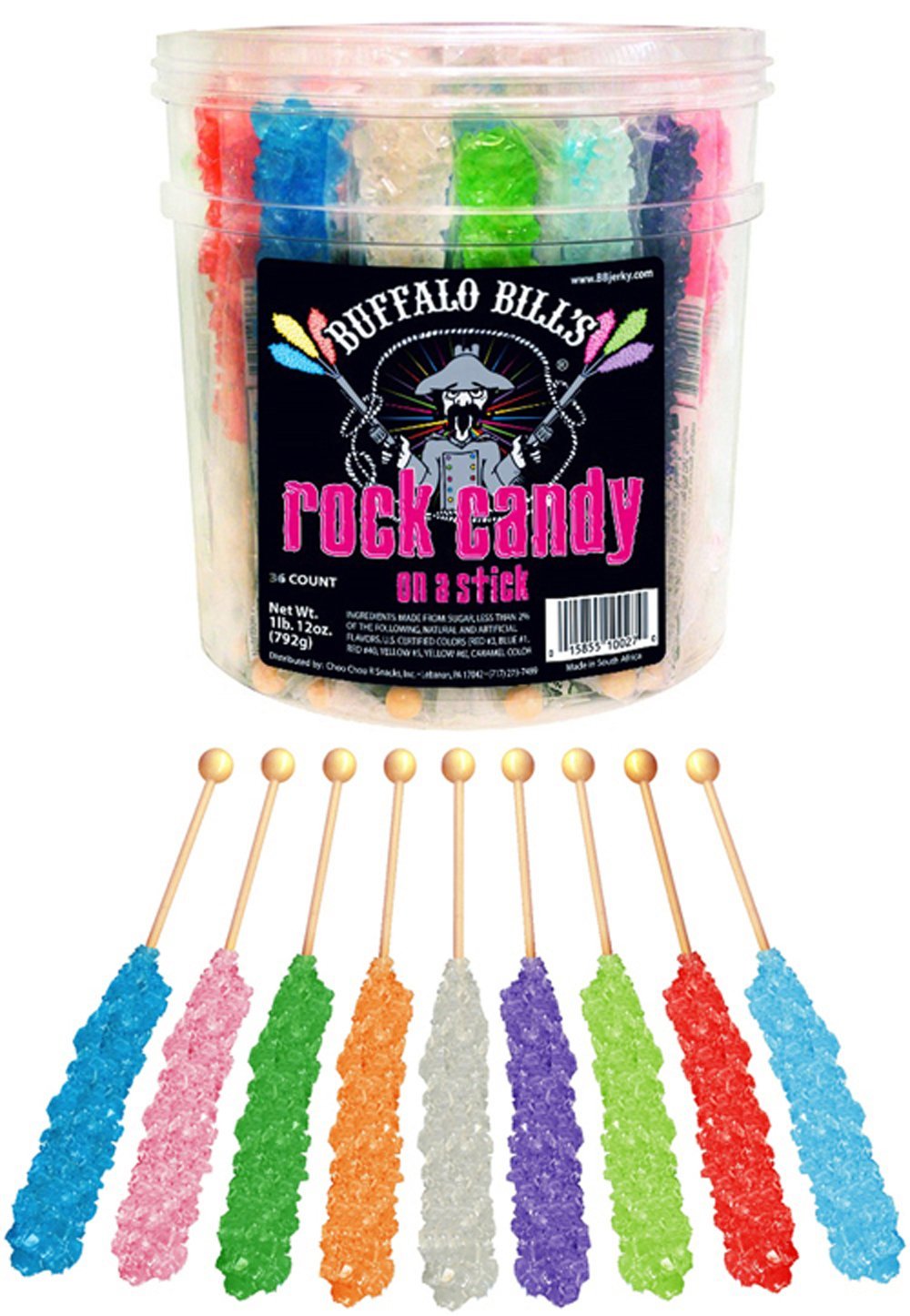 ■訳あり■Buffalo Bills 社スティックの氷�
2000
��糖/Mixed Rock Candy On A Stick (36-ct tub mixed rock candy crystal sticks in 9 flavors) 9種類が36本合計792ｇ入り