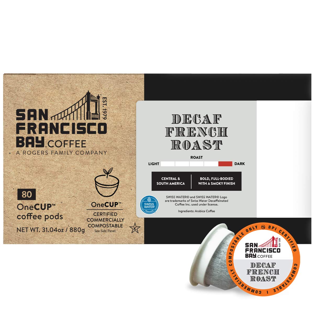 「お得な80個入り」SAN FRANCISCO BAY社 フレンチローストカフェイン無し、キューリグコーヒーDECAF French Roast　K Cup80 個