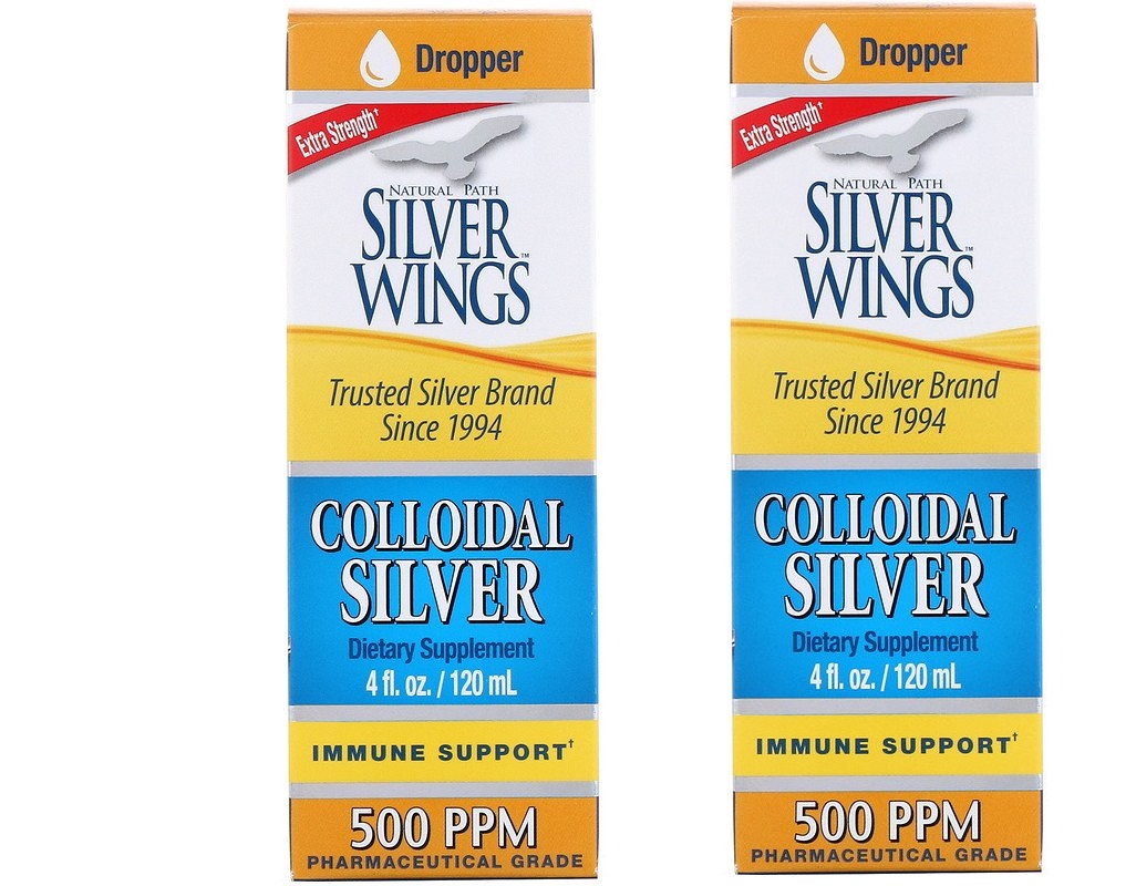 「お得な2本書き割り」Natural Path Silver Wings社コロイダルシルバー、エクストラストレングス、500 PPM、120 ml入り口・入口×2本 流動体 加えること 流動体 銀