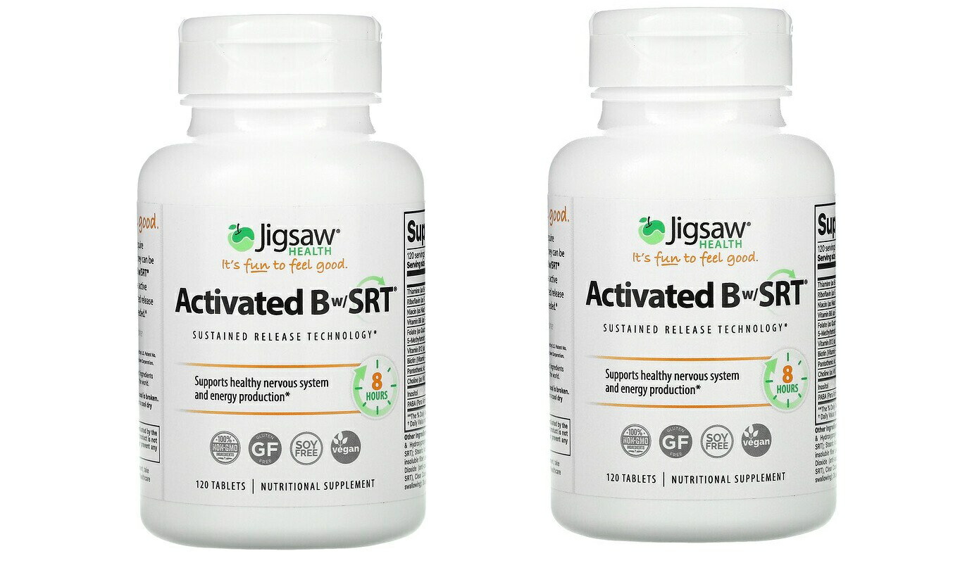 「お得な2本セット」Jigsaw Health社ビタミンBコンプレックス　B1、B3、B5、B6、B12葉酸を含む120粒入&times;2本｜Hinako