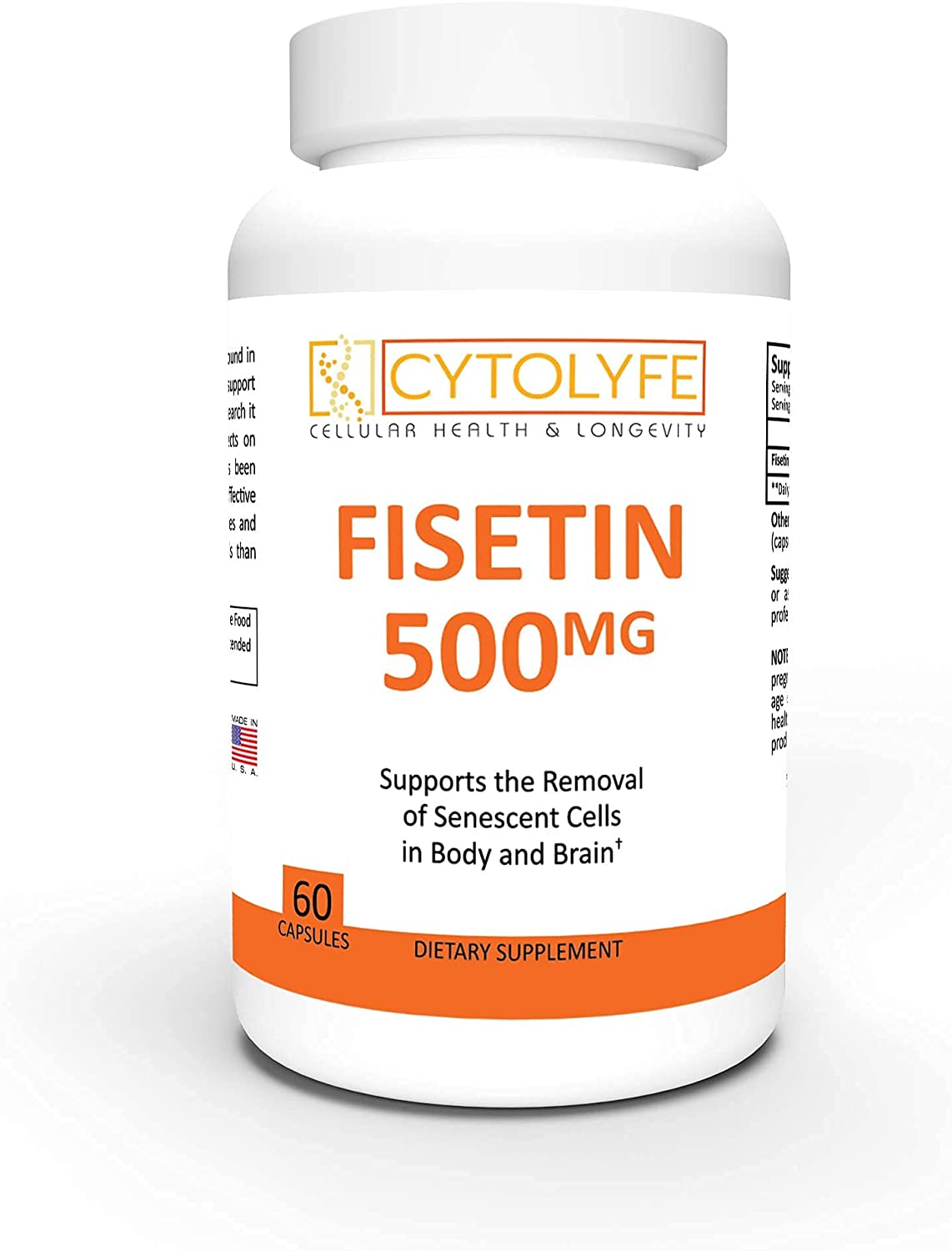 CYTOLYFE社フィセチンピュア純度98%Fisetin加えること  (1粒あたり近所500瓱組みあわせる)60粒