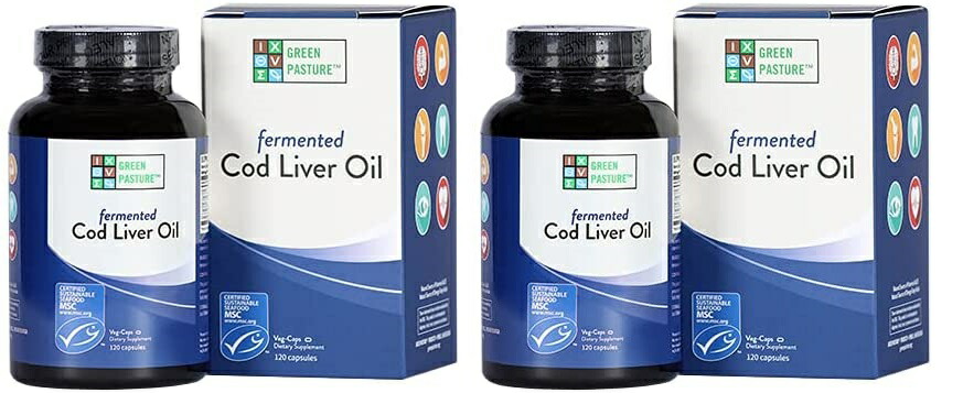 「お得な2本セット」発酵タラ肝油120粒×2本Green Pasture - Fermented Cod Liver Oil - 120 Capsules×2bottle