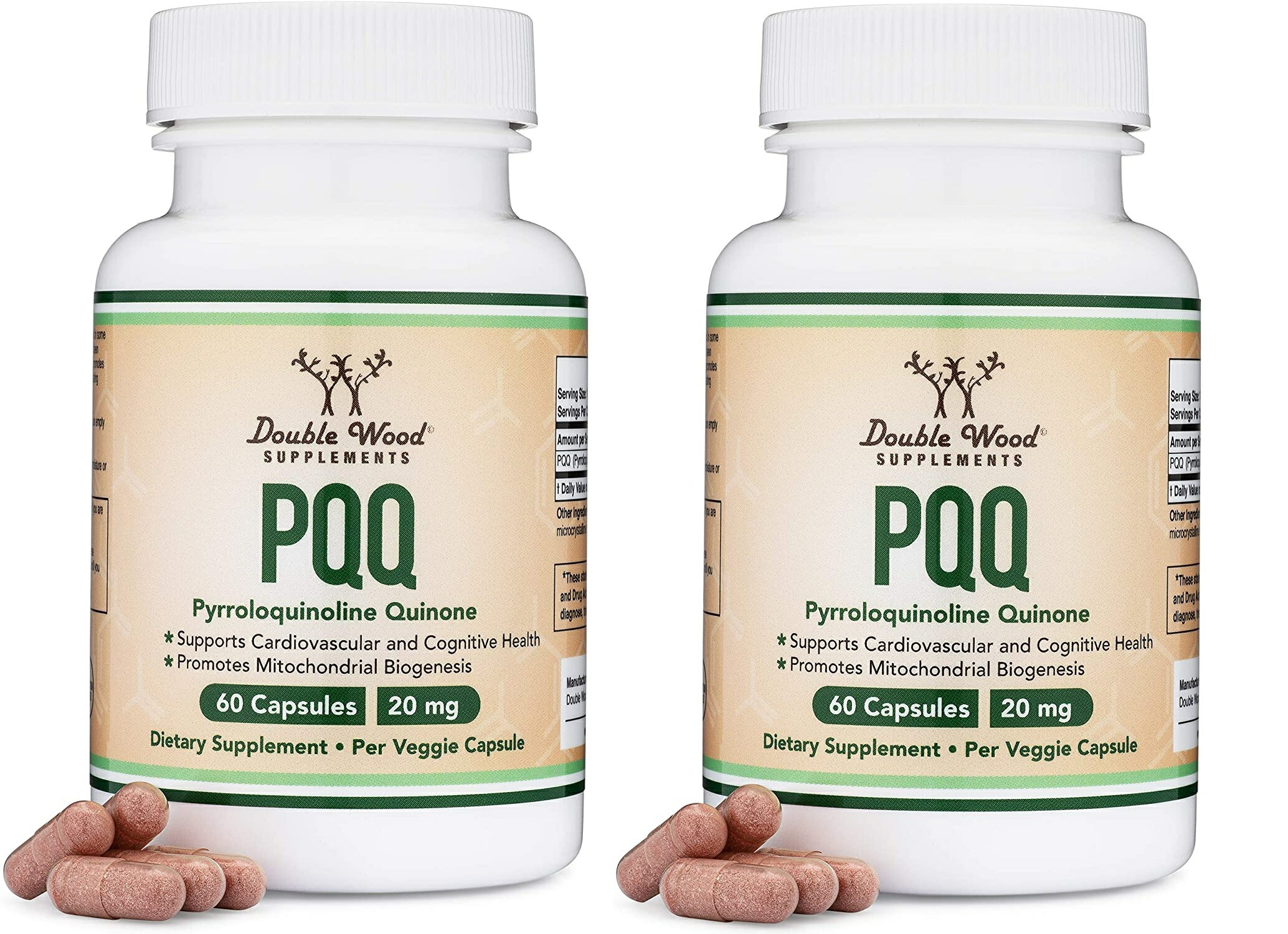 「お得な2本仕掛ける」Double Wood Supplements社PQQ加えること1粒あたり近所20 瓱練りあわせる60粒入り口・入口×2本