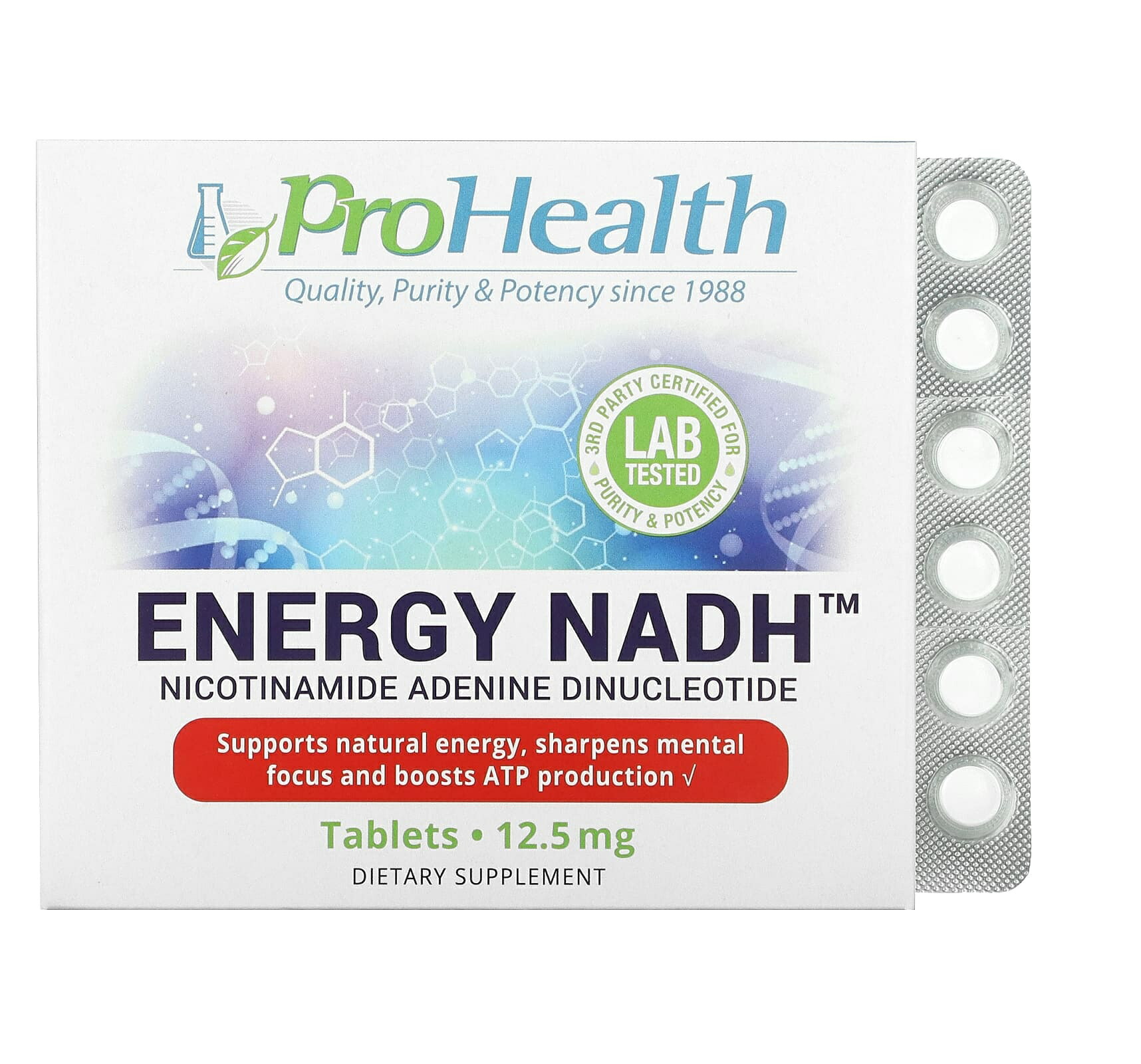 ProHealth Longevity社NADH1粒あたり近所12.5 瓱90粒入り口・入口加えること/Energy NADH, 12.5 瓱, 90 Tablets
