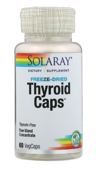 Solaray社Thyroid Caps（サイロイドカプセル）60粒ヨウ素配合サプリメント(1粒あたり150mcg配合)ヨウ化カリウム/ヨウ化カリウム錠/ヨウ化カリウムサプリメント/ヨウ素 サプリ/ヨウ素剤/安定ヨウ素剤/安定ヨウ素剤/ヨウ素カリウム/放射能 ヨウ素/甲状腺画像