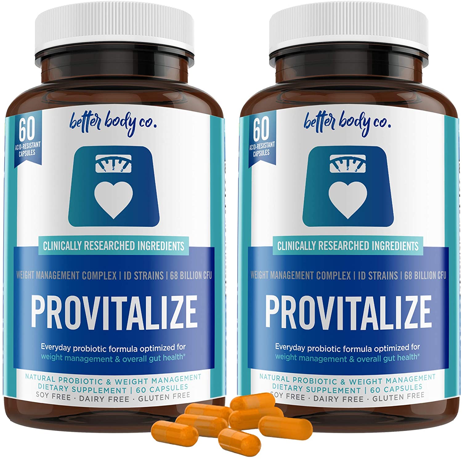 Better Body Co. Provitalize Natural Probiotic \u0026 Weight Management 60粒 ×2bottle「お得な2本仕掛けるProvitalize成年者の成人女性にお鼓舞激励・乳酸菌68億個含むマルチサプリメント60粒×2個