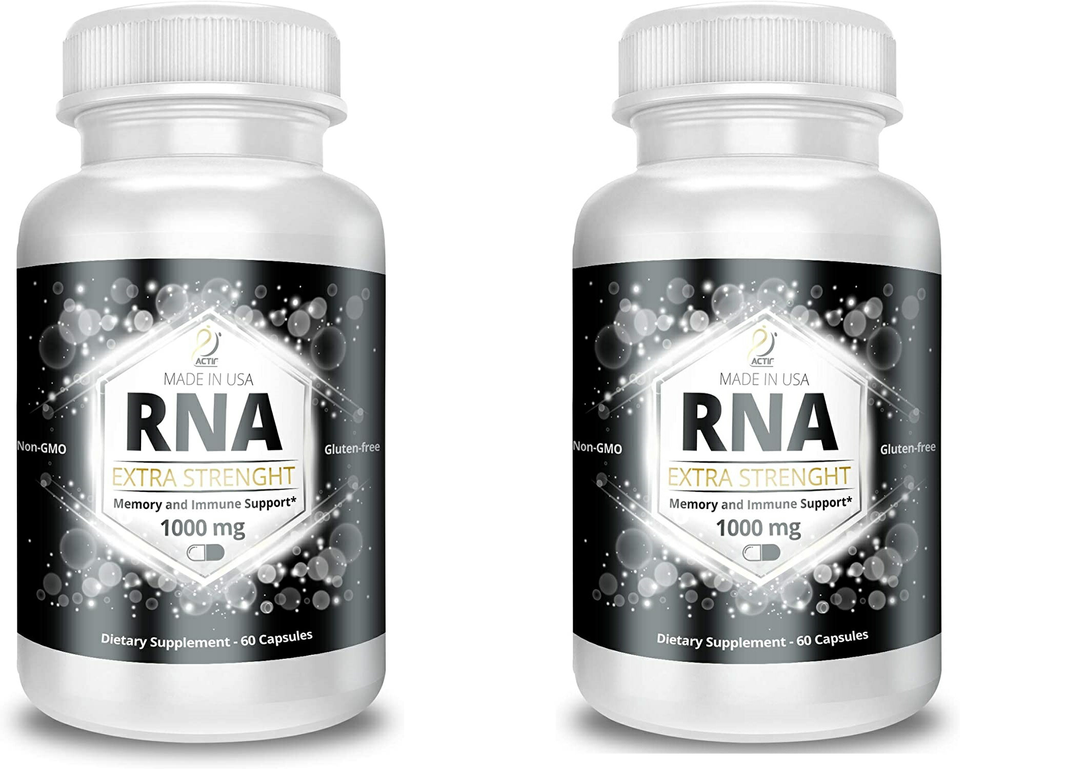 「お得な2本書き割り」Actif社 RNA加えること1粒あたり近所リボ核酸（RNA）500瓱組みあわせる、60粒入り口・入口×2本
