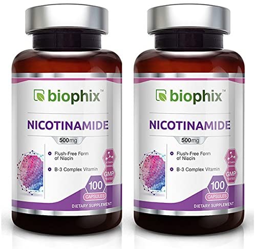 「お得な2個書き割り」Biophix社ヴィタミンB-3 フラッシュフリーナイアシンアミド 500 瓱 100粒入り口・入口×2本