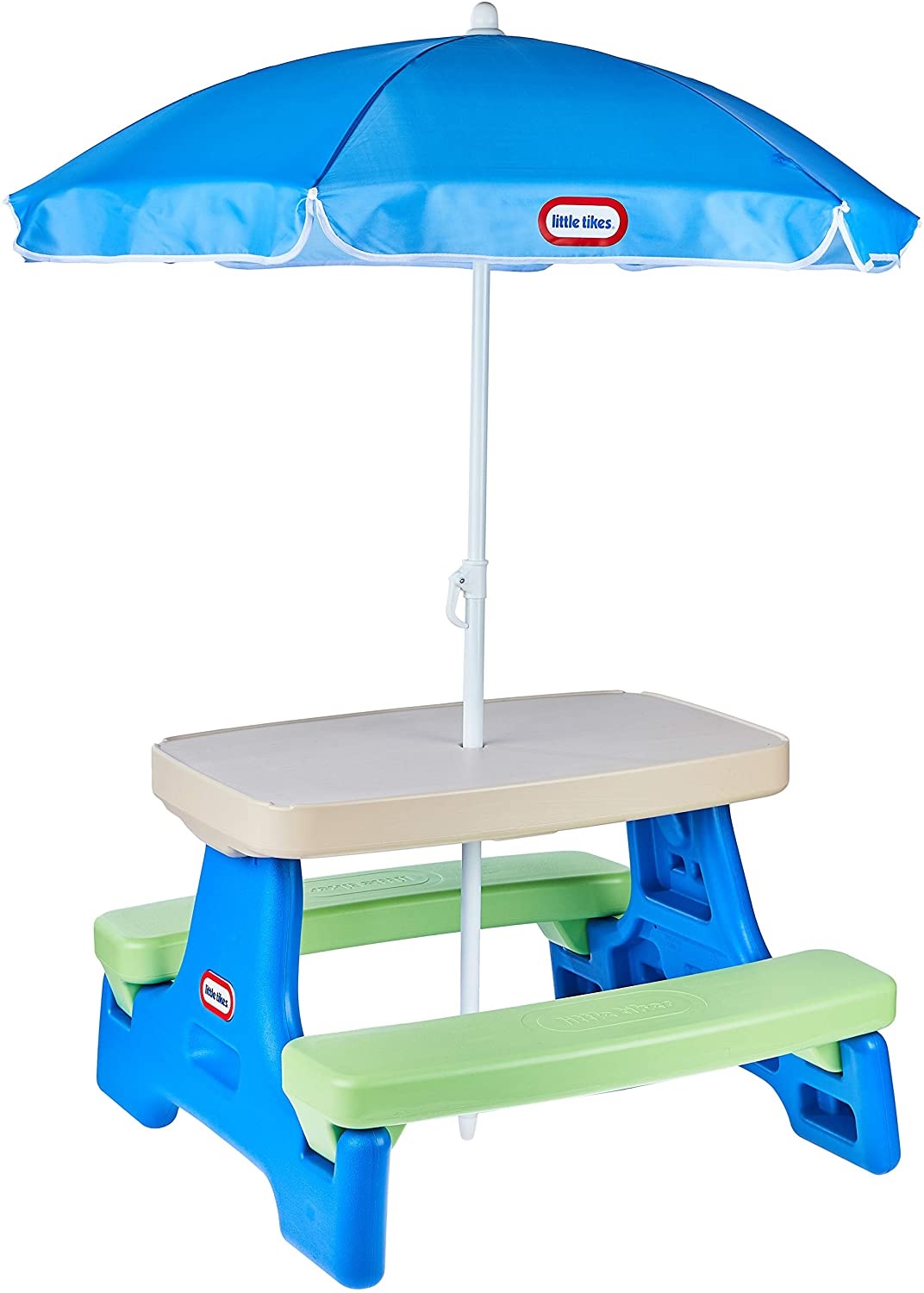 Little Tikes社傘付き添い人ピクニック速見表-青碧/緑であること Little Tikes Easy Store Jr. Picnic Table with Umbrella - Blue / Green(並行輸入品)