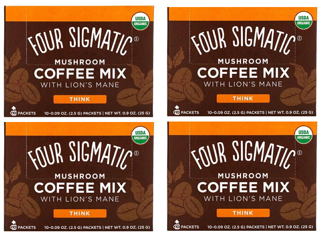 「お得な4箱セット」Four Sigmatic社ヤマブシタケ入りマッシュルーム粉末インスタントコーヒー10袋各2.5g&times;4箱｜Hinako