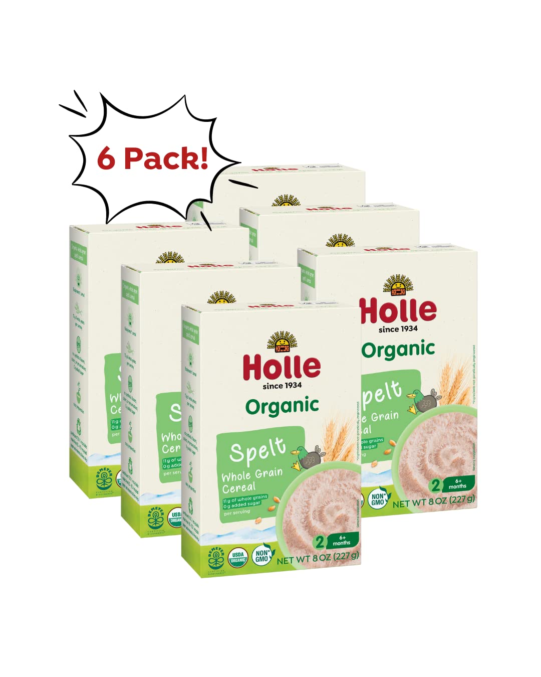 Holle社 「お得な6箱セット」Organic Wholegrain Spelt Cereal　Six 8oz boxes　227g&times;6箱｜Hinako