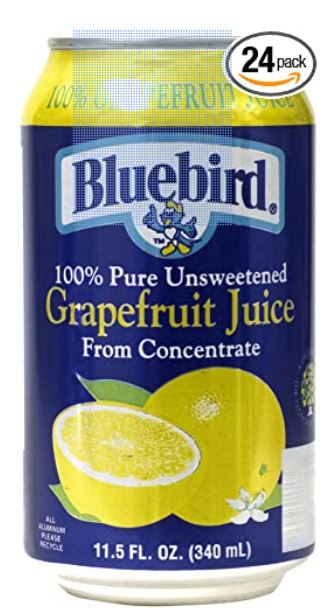 「お得な24本セット」Bluebird社 無糖グレープフルーツ100%ジュース340ml入り×24本 Bluebird Grapefruit Juice, 11.5-Ounce Cans (Pack of 24)
