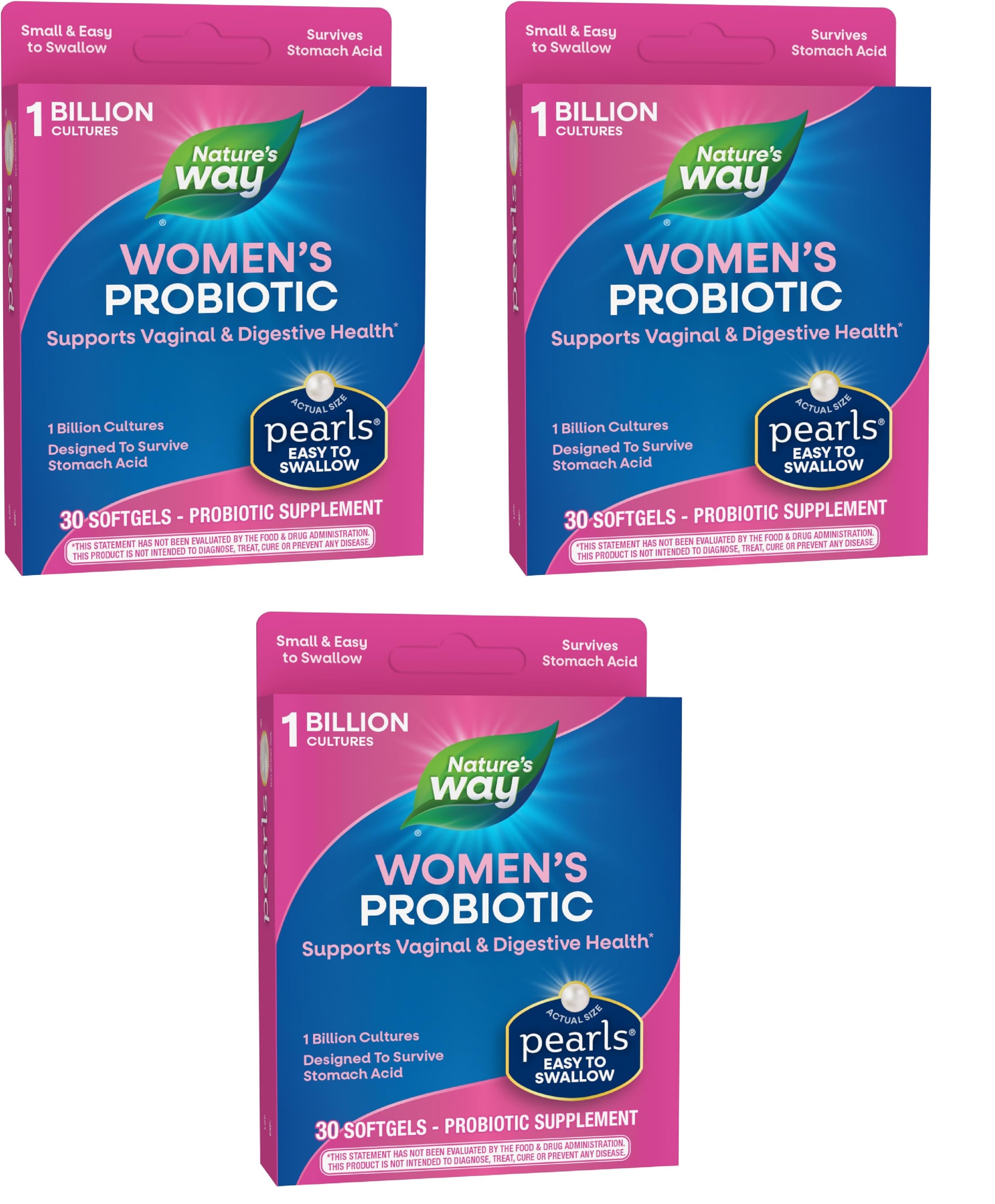 「お得な3箱セット」Nature's Way社プロバイオティクス生きた乳酸菌1粒あたり10億個(ラクトバチルスアシドフィルス/ラクトバチルスラムノーサス/ラクトバチルスプランタルム)配合サプリメント30粒×3箱