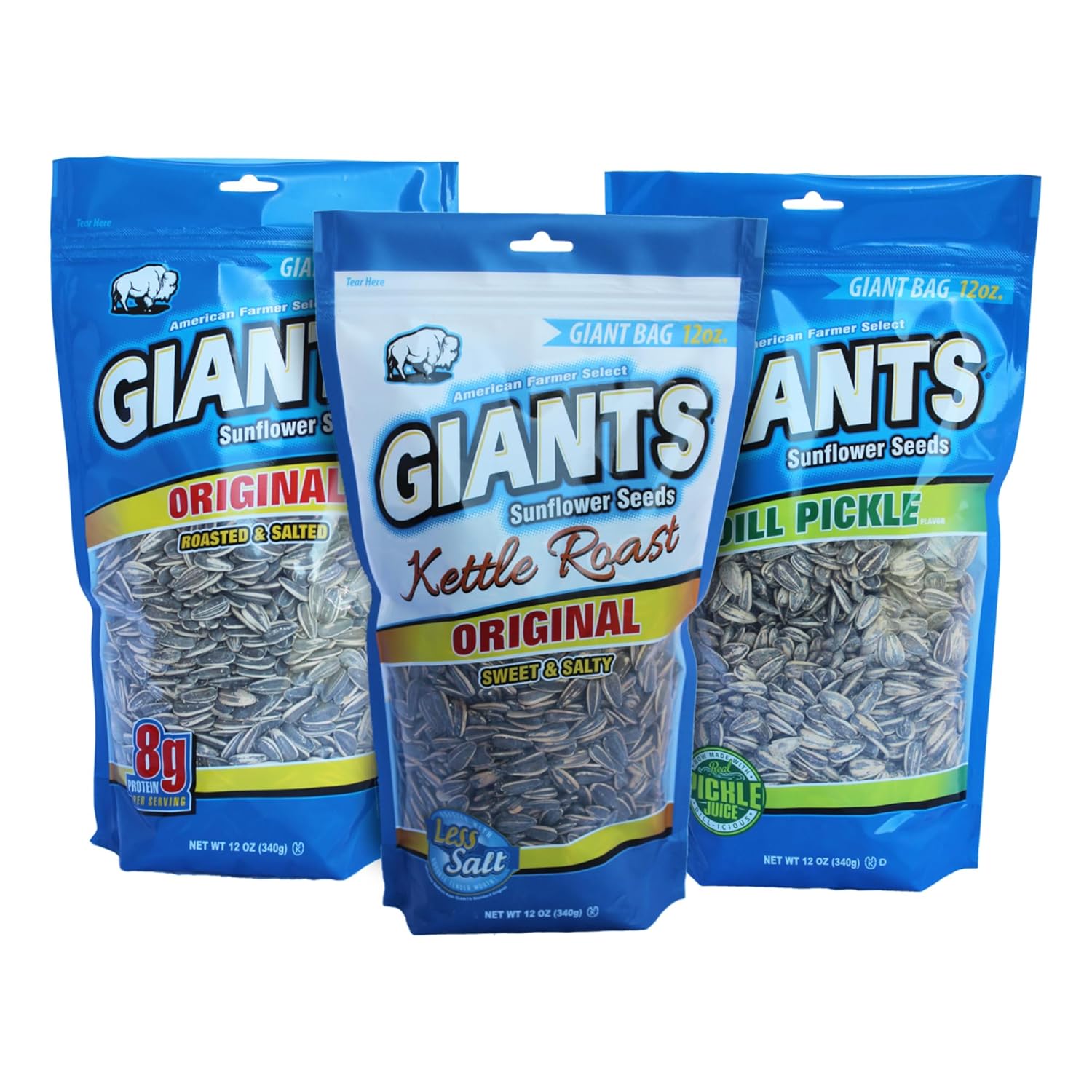 「大容量3袋セット」ジャイアントヒマワリの種いろいろな味3種類（340g&times;3袋） GIANTS Sunflower Seeds Variety Pack - Flavored Sunflower Seeds to Eat, Dill Pickle Sunflower Seeds, Kettle Roasted, Original Flavor, 12 oz Bags (Pack of 3) ひまわりの種 食用｜Hinako 11,825円