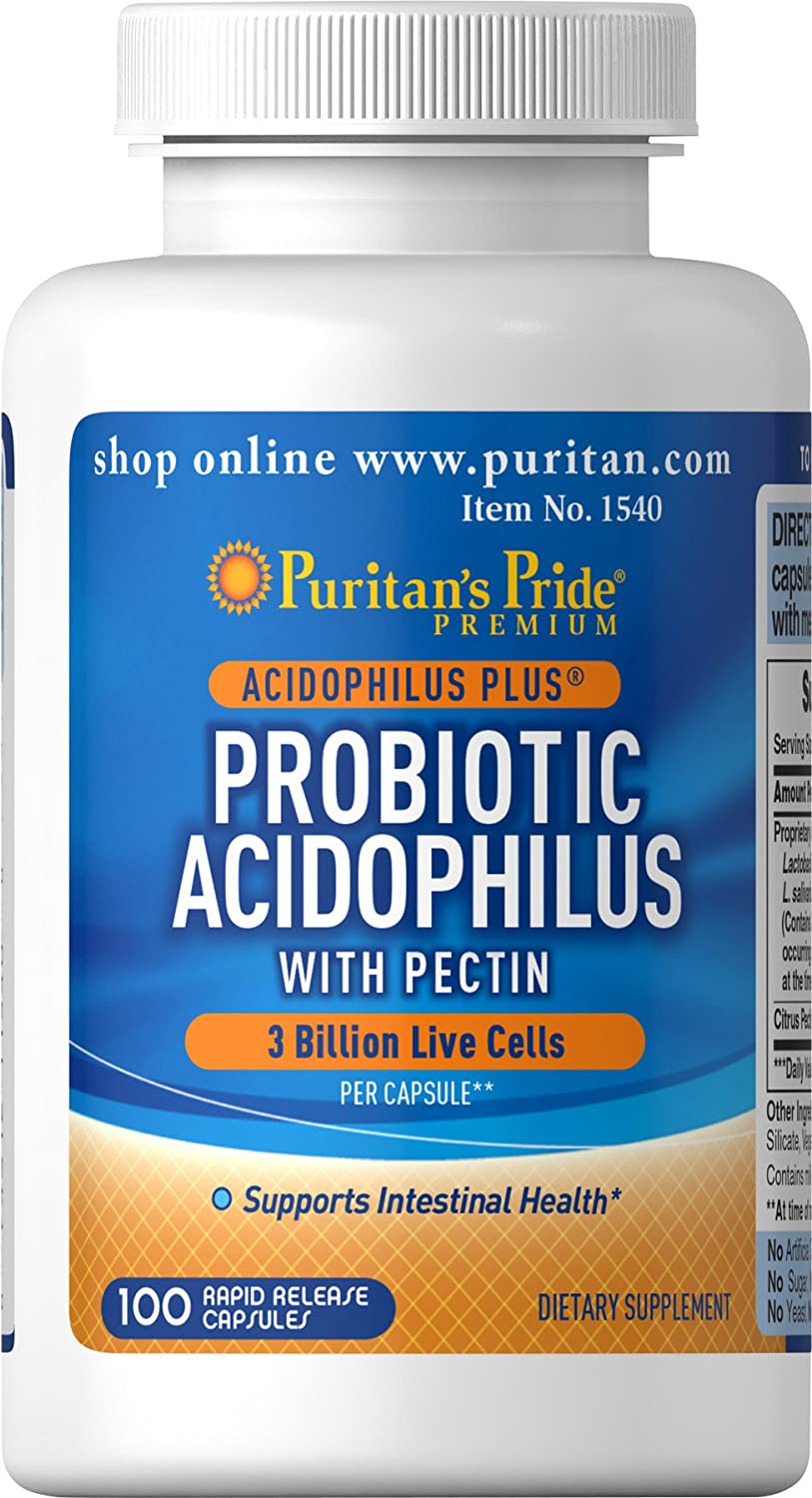 乳酸菌！アシドフィルス・ペクチン・ ビフィズス等一粒30億100錠・1個 Puritan\u0027s Pride Probiotic Acidophilus with Pectin, 100 Count, White (P-2)