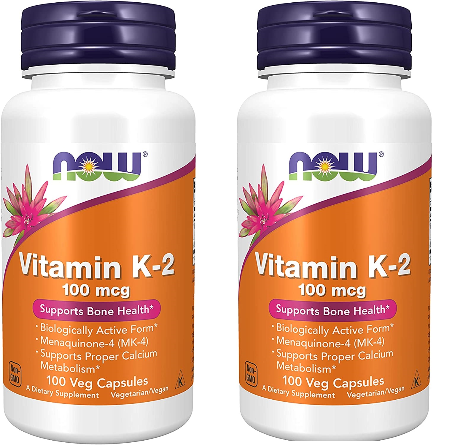 「お得な2本書き割り」NOW ヴィタミンK2(100μg) 100粒×2本 加えること NOW Supplements, Vitamin K-2 100 μg  Menaquinone-4 (MK-4) Supports Bone Health  100 Veg ×2