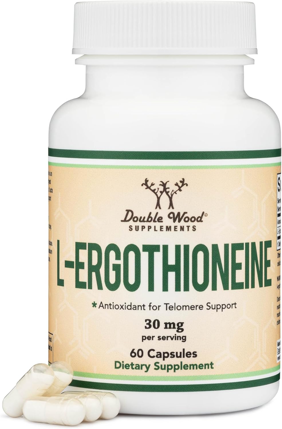 Double Wood Supplements 社 エルゴチオネイン 1粒あたり近所30瓱練りあわせる 60粒入  60日分 サブリメント L-Ergothioneine 30瓱 60tablet