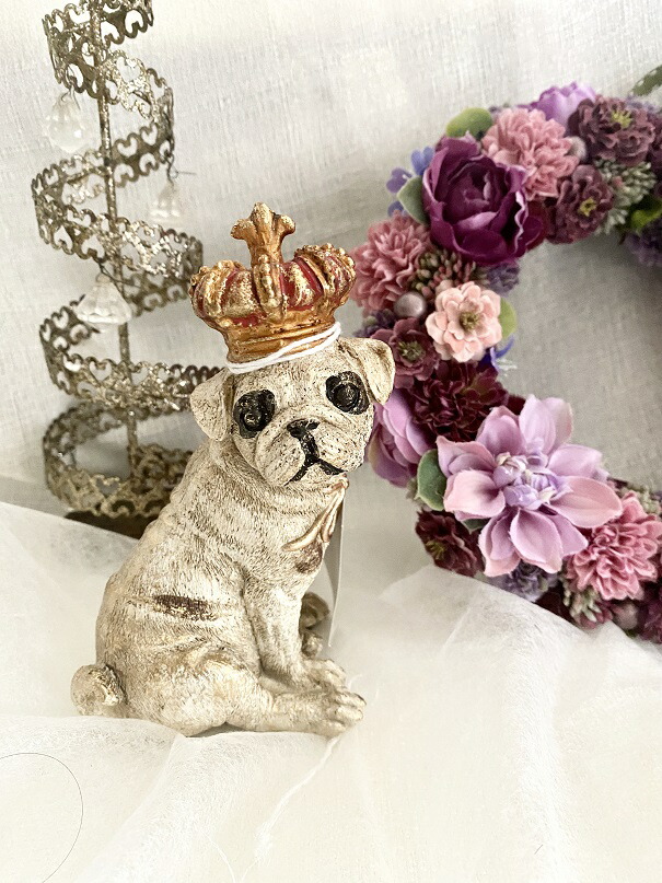 王冠 パグ 犬 置物 インテリア 可愛い雑貨 Harmonier プレゼント クリスマスプレゼント ギフト Crunchusers Com