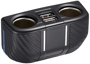 【中古】カーメイトCARMATE ソケット 2連フラットコード 2口USB 2.4A カーボン調 DZ322
