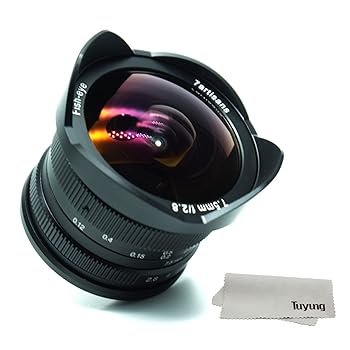 【中古】【39shop】7職人7.5★MM f2 . 8 APS - Cサイズ手動魚眼レンズレンズfor Sony EMOUNTカメラ保護レンズキャップ、取り外し可能なレンズフード ? ブラック（良い）｜ドリエム店