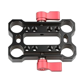 【中古】camvate高さRiser Railblockオフセット15 mmロッドクランプレッド 蝶ネジ