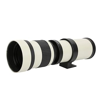 【中古】Aukson 望遠レンズ ホワイト 420-800mm 絞りF/8.3-16 望遠鏡 フルマニュアルフォーカスズームカメラレンズ T2マウント オリンパス OMマウントカ