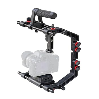 【中古】Filmcityワット数9 \"トップハンドルカメラケージマウント、クイック上木、三脚架一皿\u0026 15 粍軽銀rods| 9 \"" 6 \""に合わせる能力のあるな伏せ籠for"