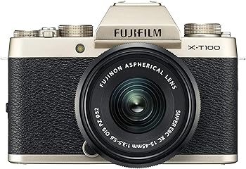 【中古】【39shop】富士フイルムFUJIFILM★ミラーレス一眼 X-T100レンズキット シャンパンゴールド X-T100LK-G(良い)|ドリエム店