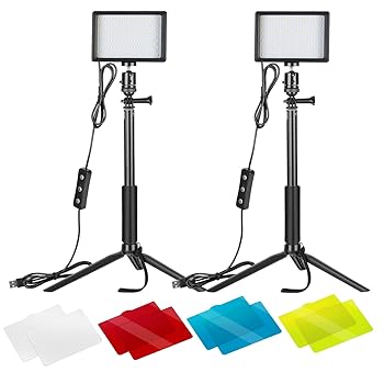 【中古】Neewer 2風呂敷き包み USB映像媒体点火装置 LED映像媒体点火装置 5600K 調光能力のある 合わせる能力のあるな三脚架照明ランプ/色合いフィル ター 卓上/置き目一角映画化 ズー
