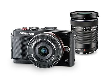 【中古】OLYMPUS ミラーレス一眼 PEN Lite E-PL6 EZダブルズームキット ブラック E-PL6 EZ DZKIT BLK