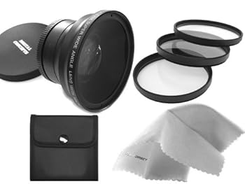 【中古】0.43X 高解像力超広角水晶体 マクロ命令 Panasonic HDC-HS900用 + ろ波器3点一揃いの道具