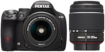 【中古】RICOH デジタル一眼レフ PENTAX K-50 DAL18-55mmWR・DAL50-200mmWRダブルズームキット ブラック K-50 WZOOM KIT BLACK 10907