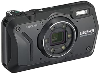 【中古】RICOH WG-6 黒いこと 本格雨合羽写真機 20米突雨合羽 耐衝撃 防塵 耐寒 2000万絵素 4K画像相応う 高性能GPS内蔵 水中専用マーメードモード積み上げる 高